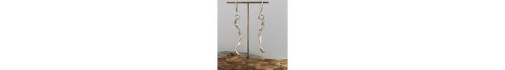 Long dangle brushed silver earrings 4