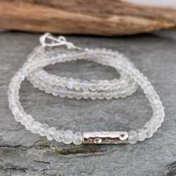 Moonstone and silver bead necklace