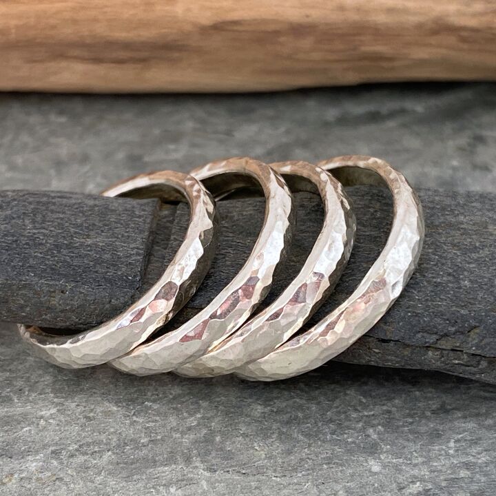 Chunky hammered silver ring