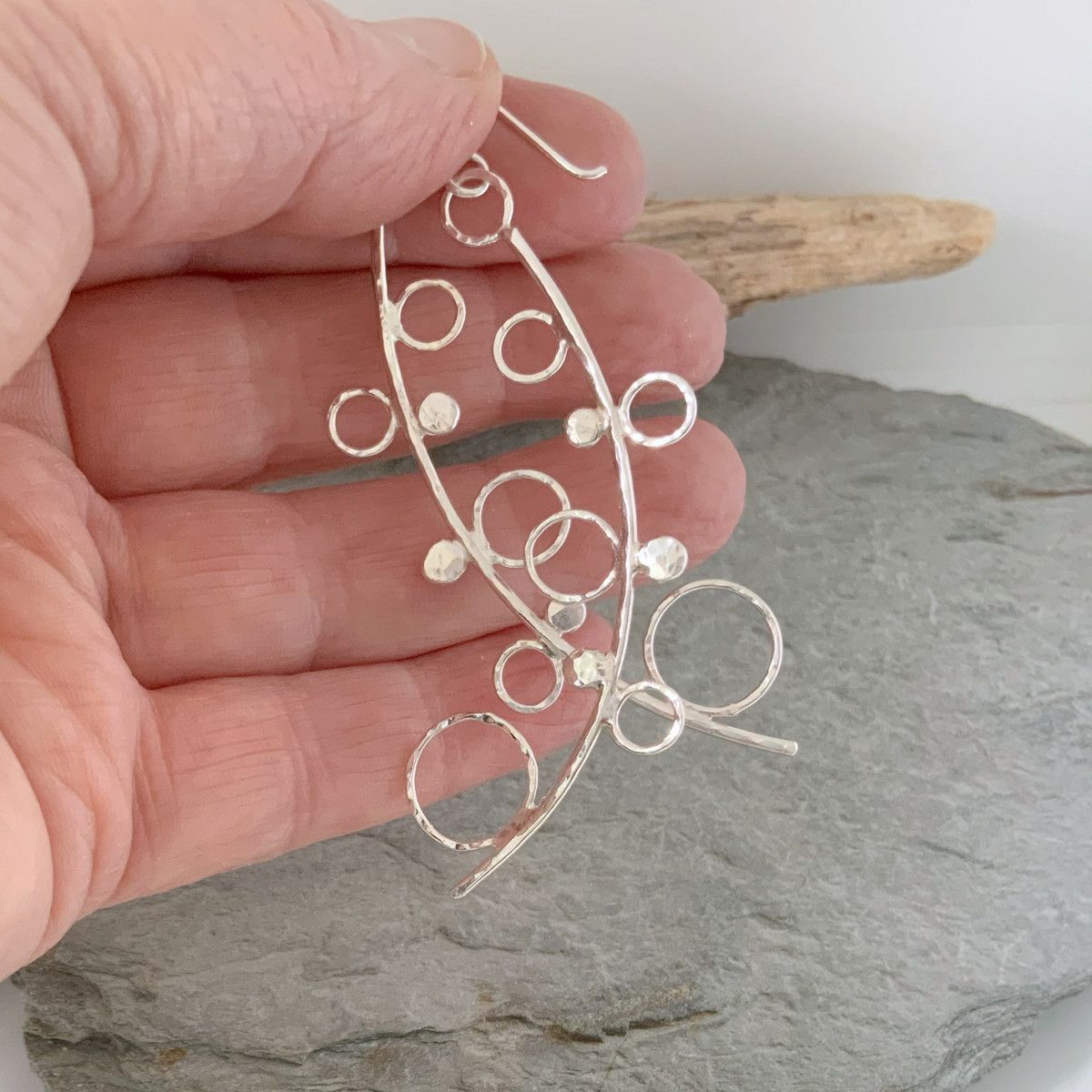 Long silver earrings 3