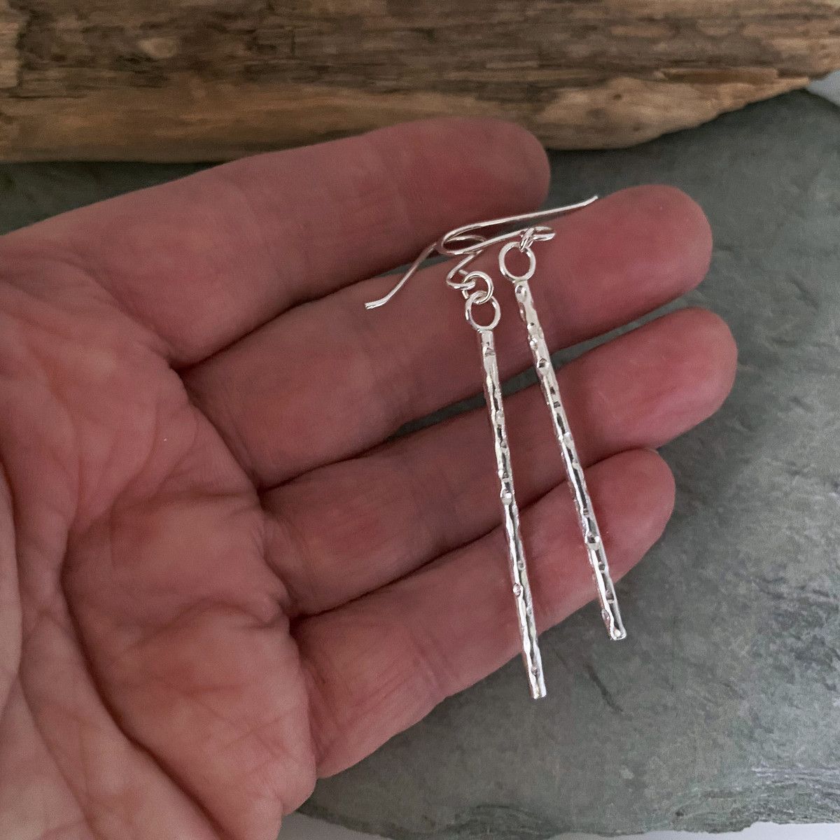 Silver stick earrings 3