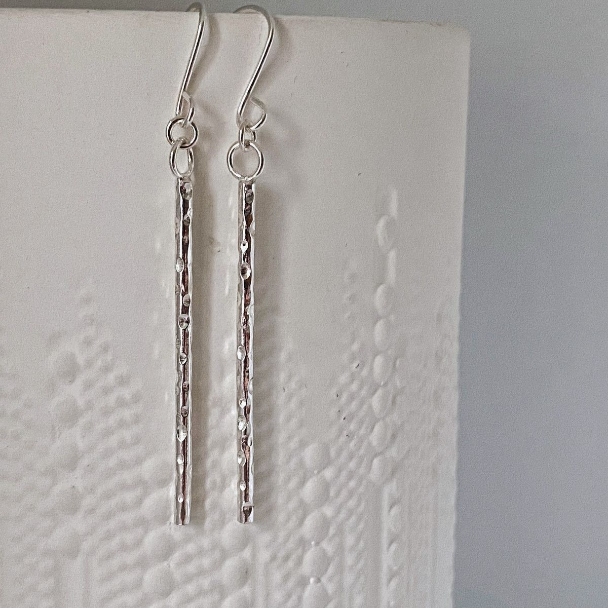 Silver stick earrings