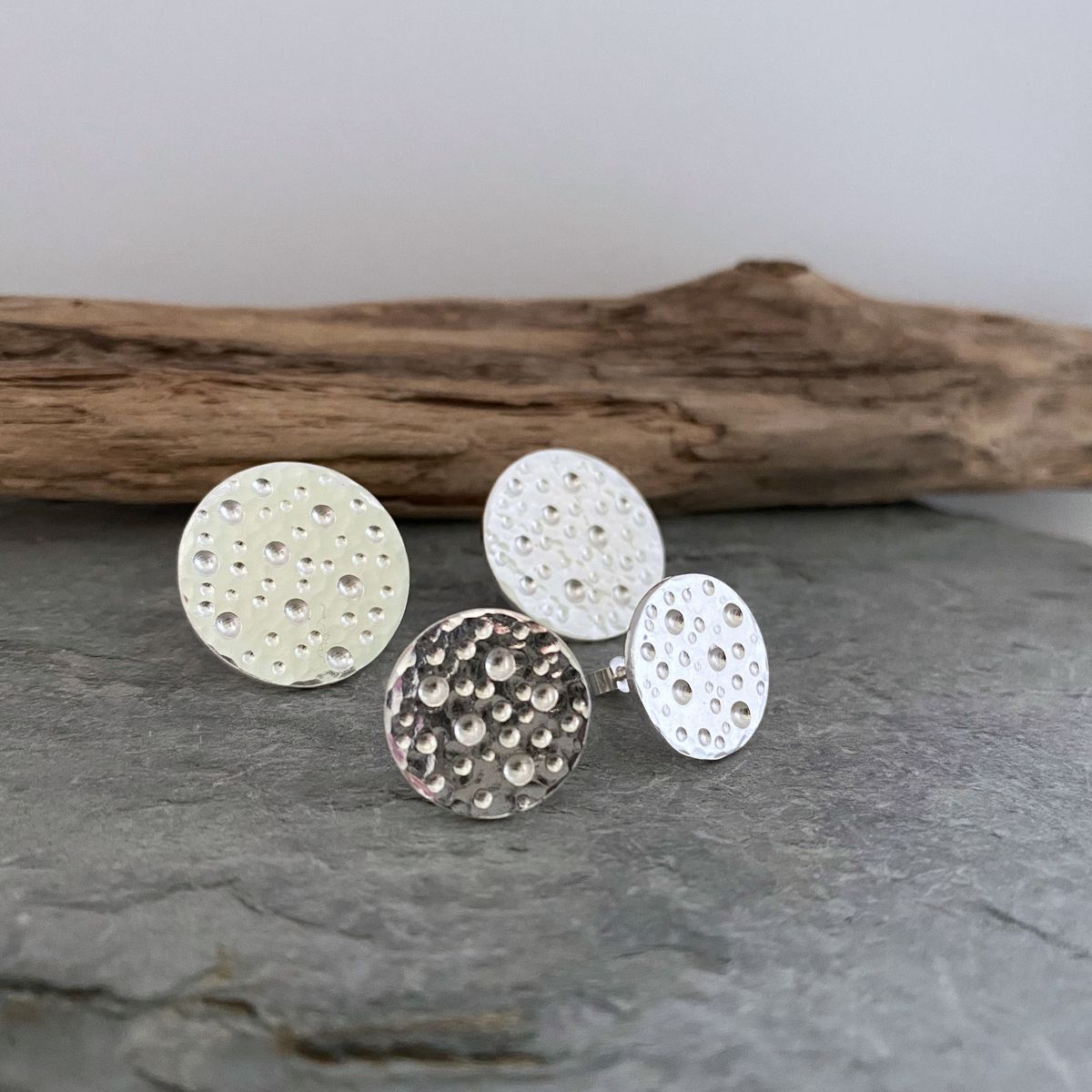 Round silver studs 6