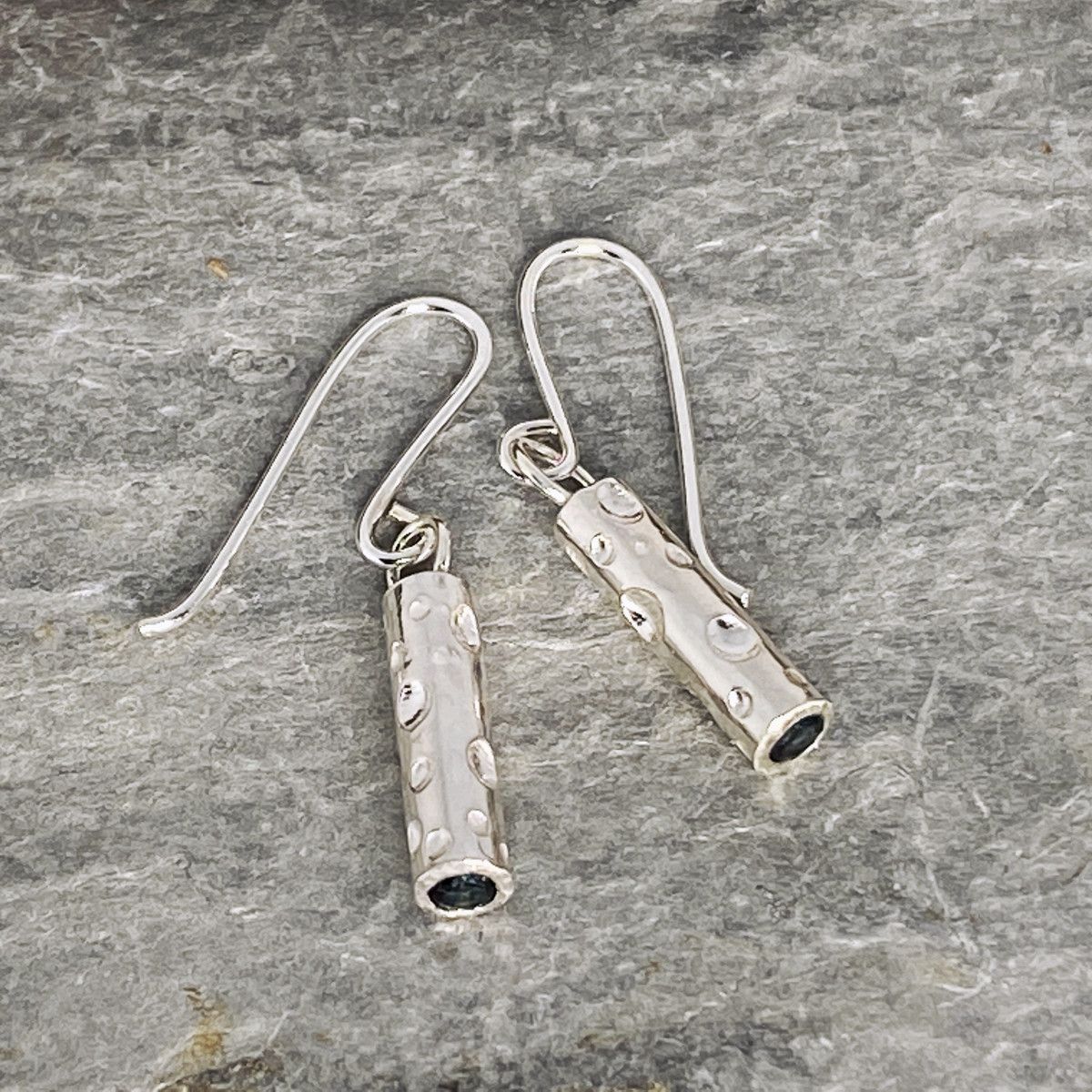 Silver tube earrings