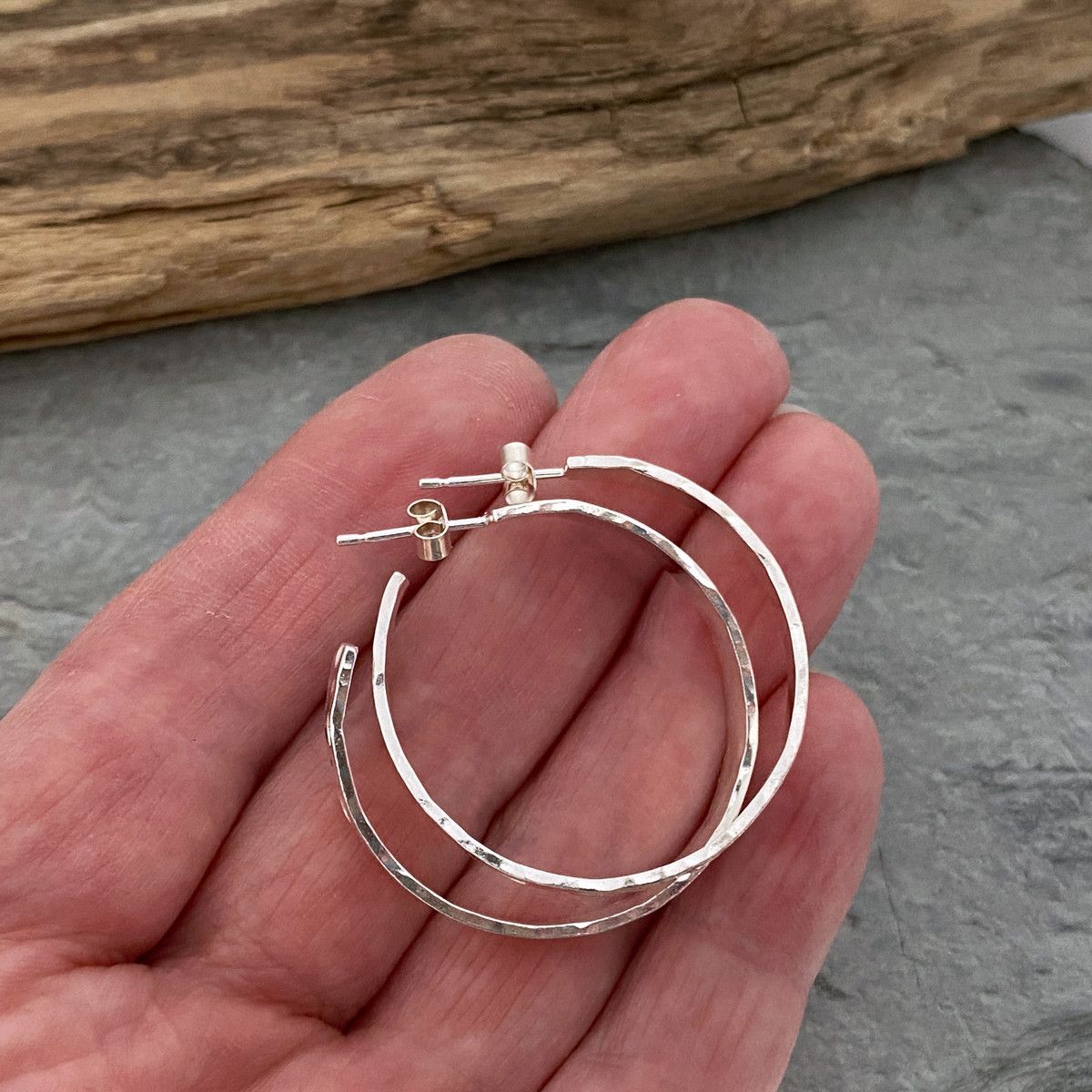 Large silver hoops Large silver hoops