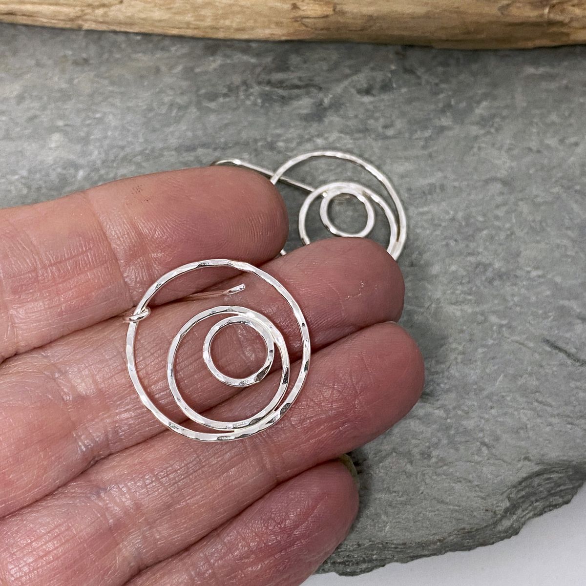 Silver circle earrings 2