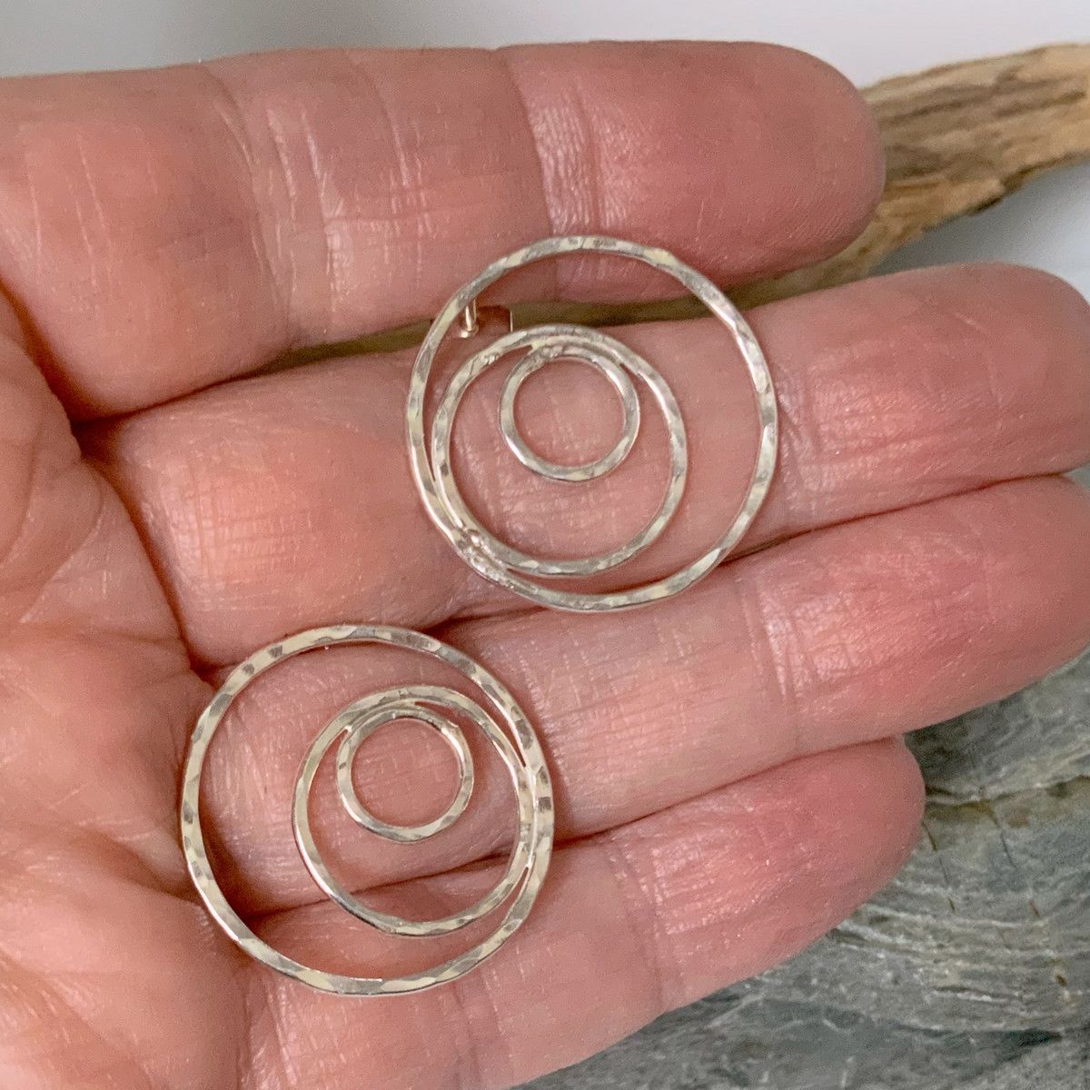 Silver circle earrings