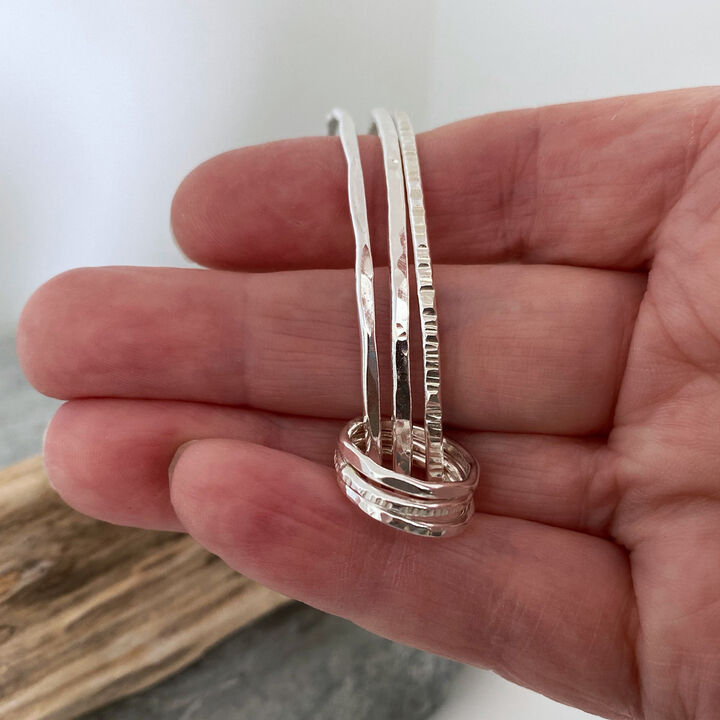 Silver stacking bangles
