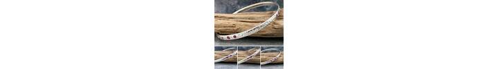 Solid silver and pink sapphire bangle 2
