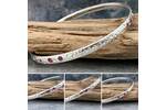 Solid silver and pink sapphire bangle 2