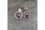 Small silver stud earrings with amethyst gemstone  2