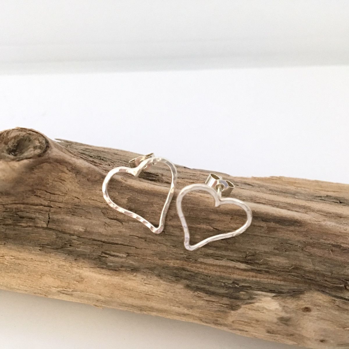 Silver heart studs