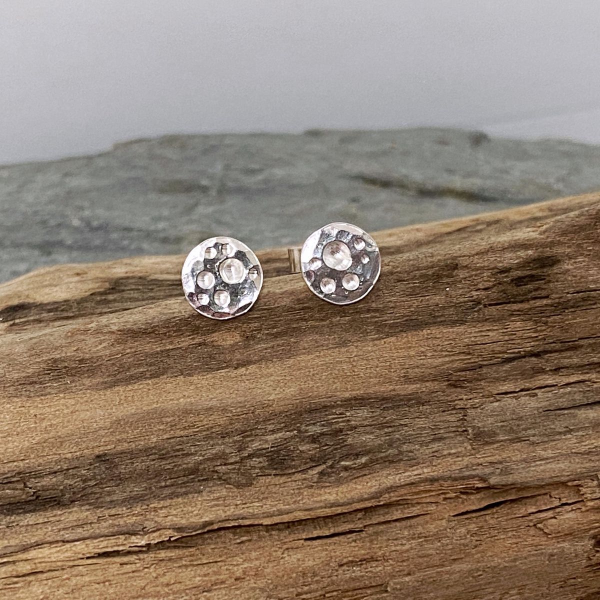 Round silver studs 3