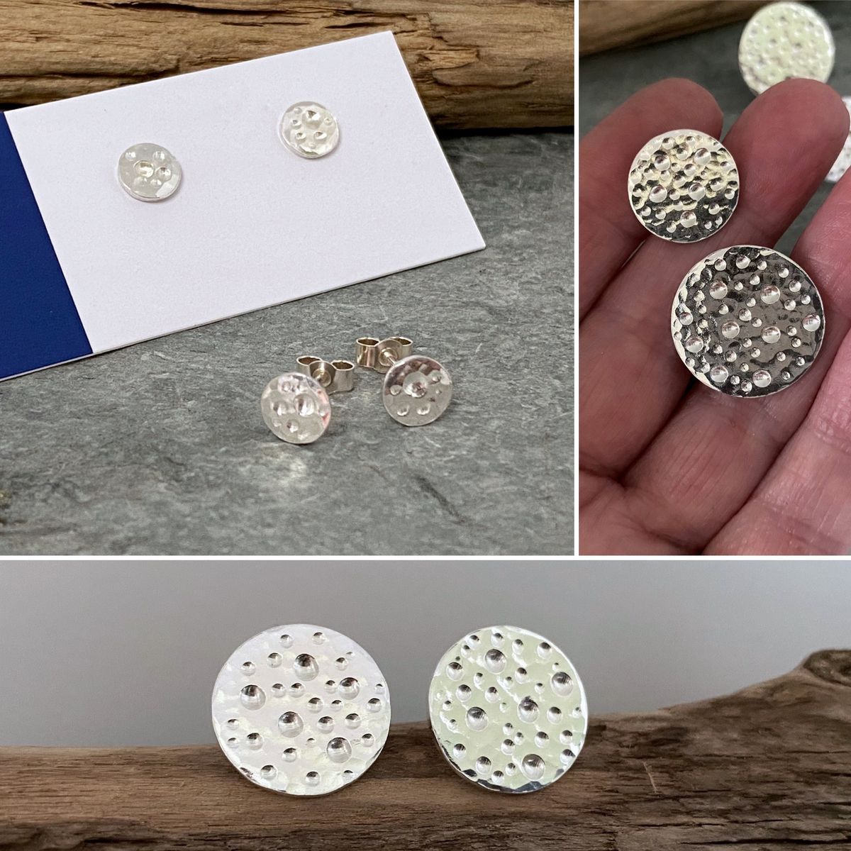 Round silver studs 4