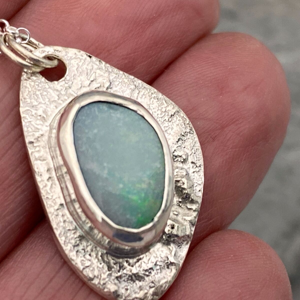 Green blue Australian Opal necklace 2
