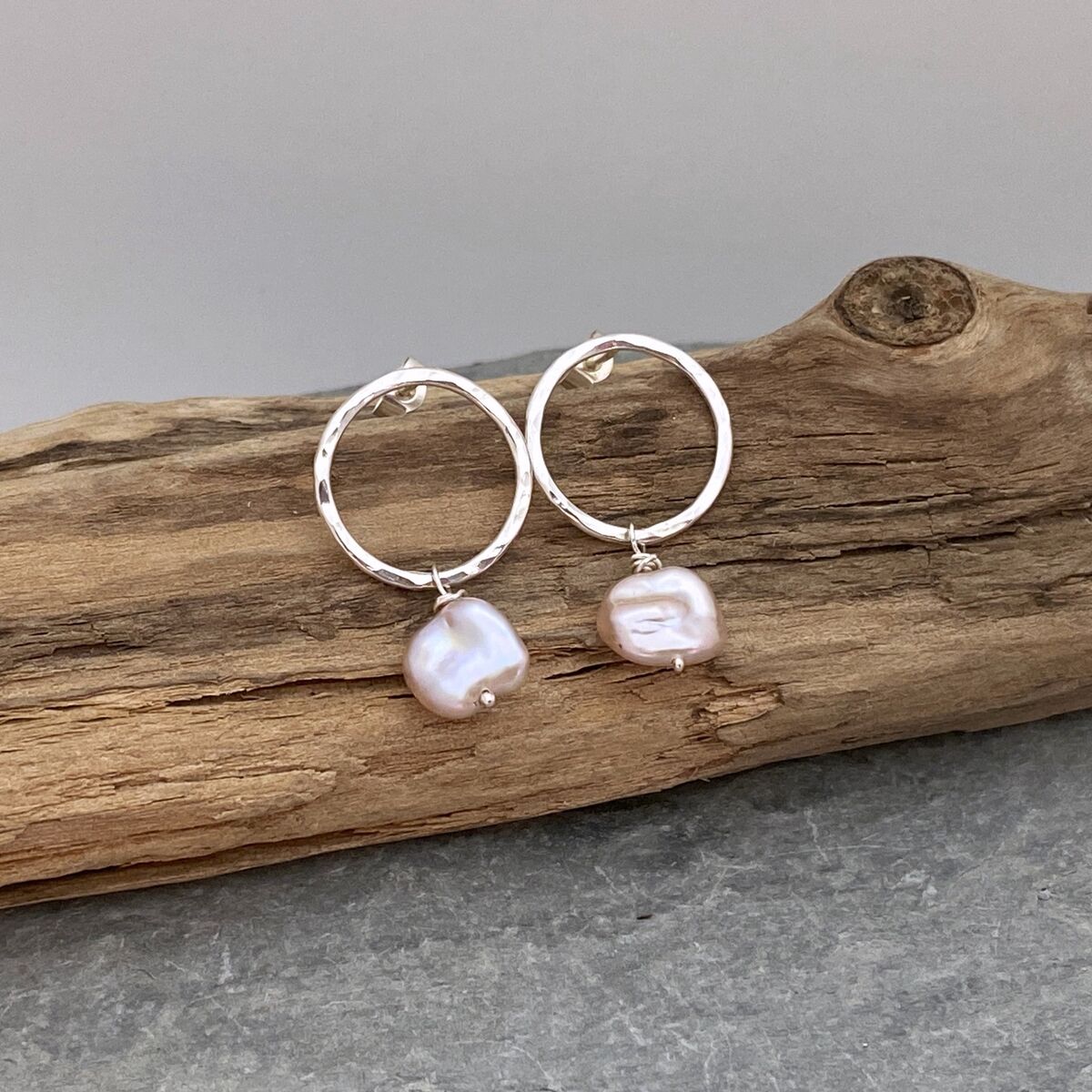 Pink keshi pearl earrings 3