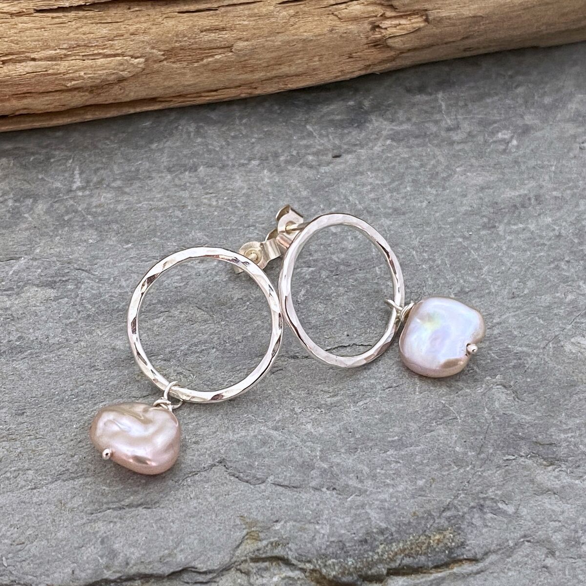 Pink keshi pearl earrings
