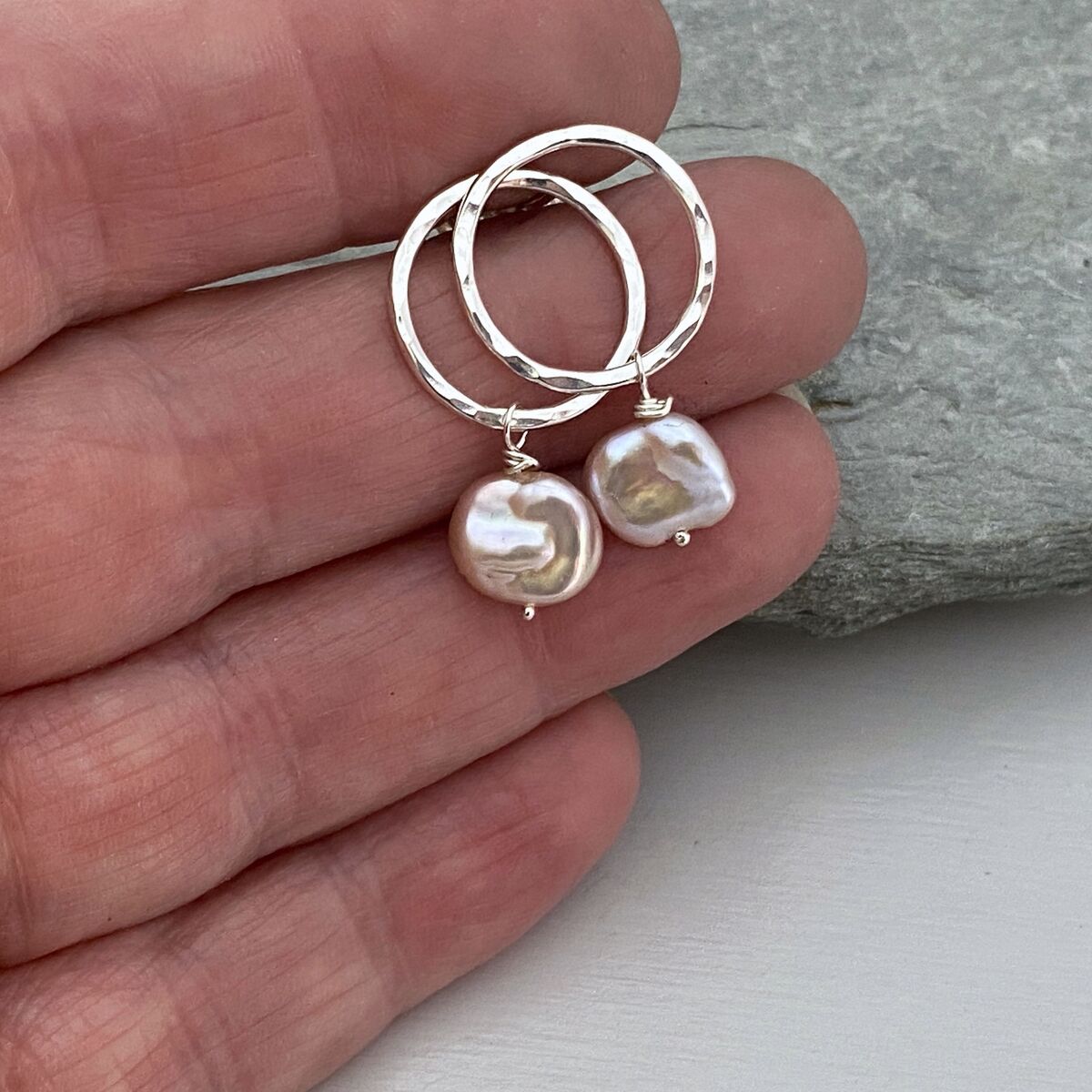Pink keshi pearl earrings 2 Pink keshi pearl earrings 2