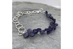 Iolite bead and silver chain bracelet