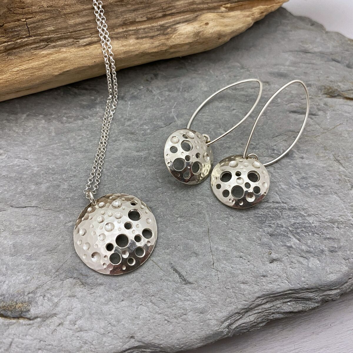 Silver disc earrings 2