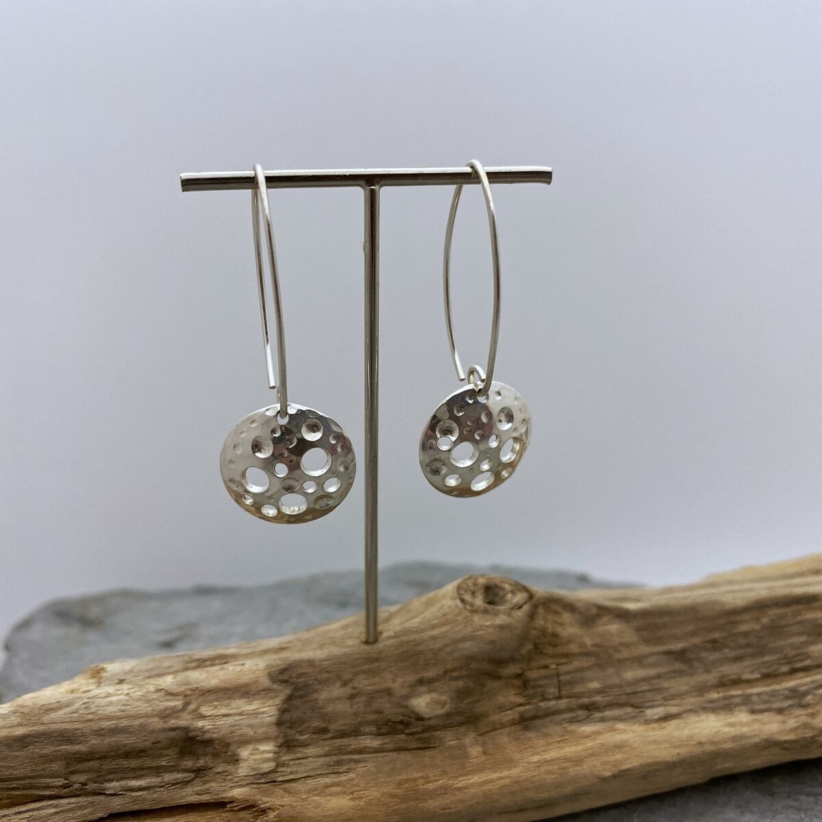 Silver disc earrings