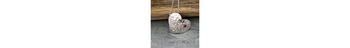Silver and sapphire heart necklace 2