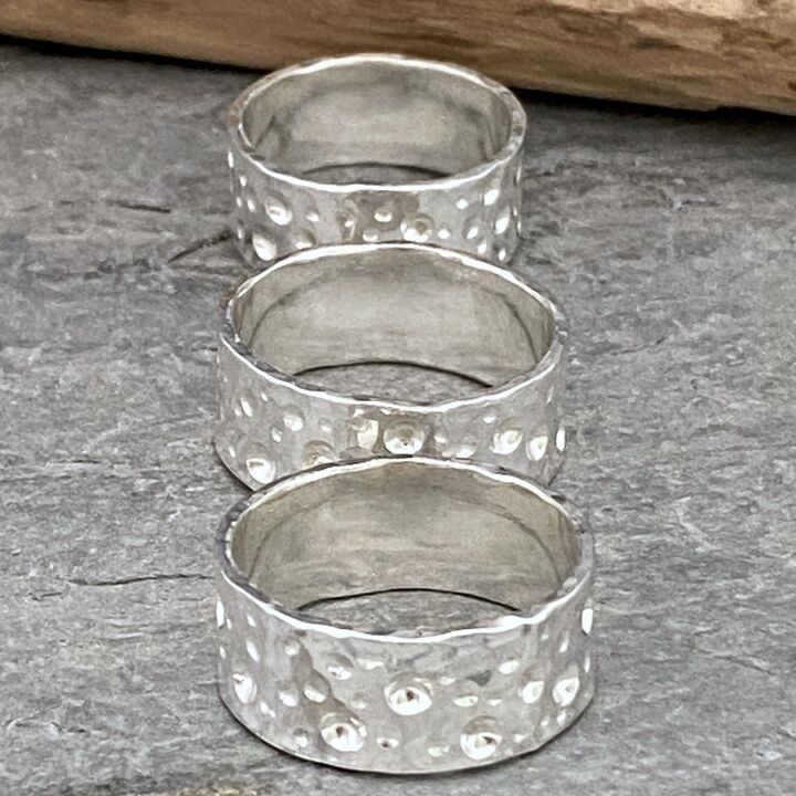 Wide hammered ring