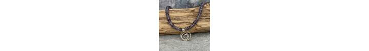 Blue Iolite beaded necklace with silver details 2