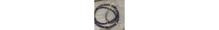 Blue Iolite beaded necklace with silver details 4