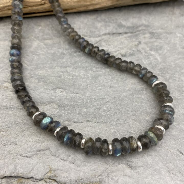 Labradorite and silver bead necklace  6