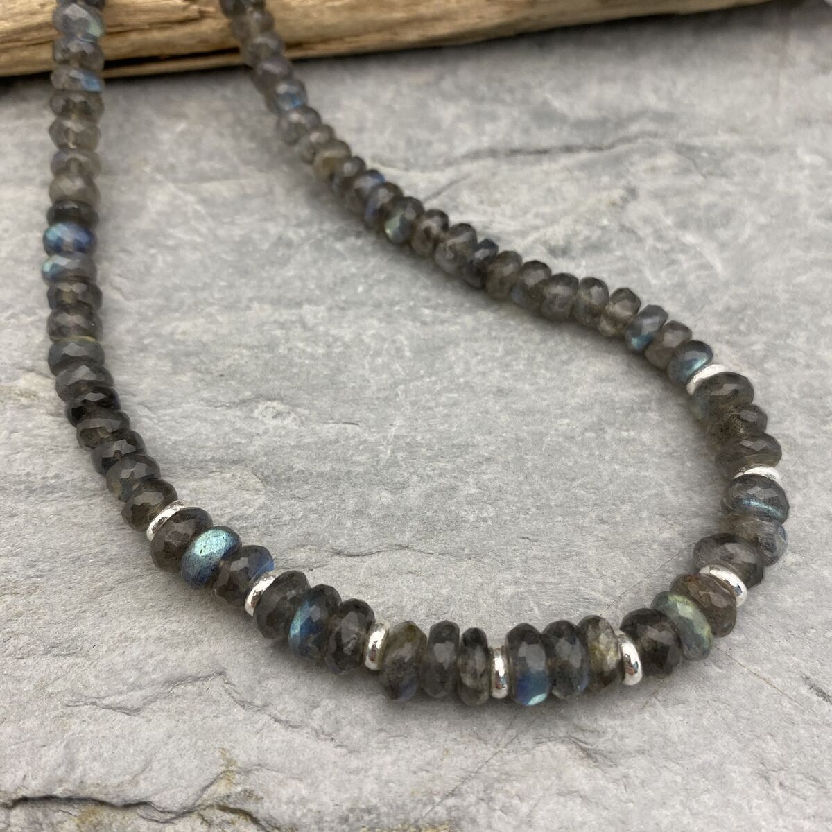 Labradorite and silver bead necklace  6