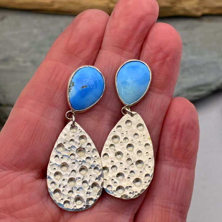 Turquoise and silver dangly earrings 2