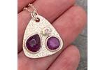 Pink sapphire and silver pendant 2