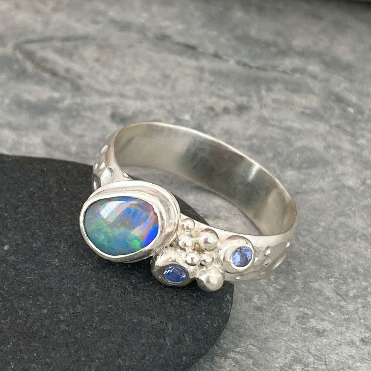 Opal and sapphire ring