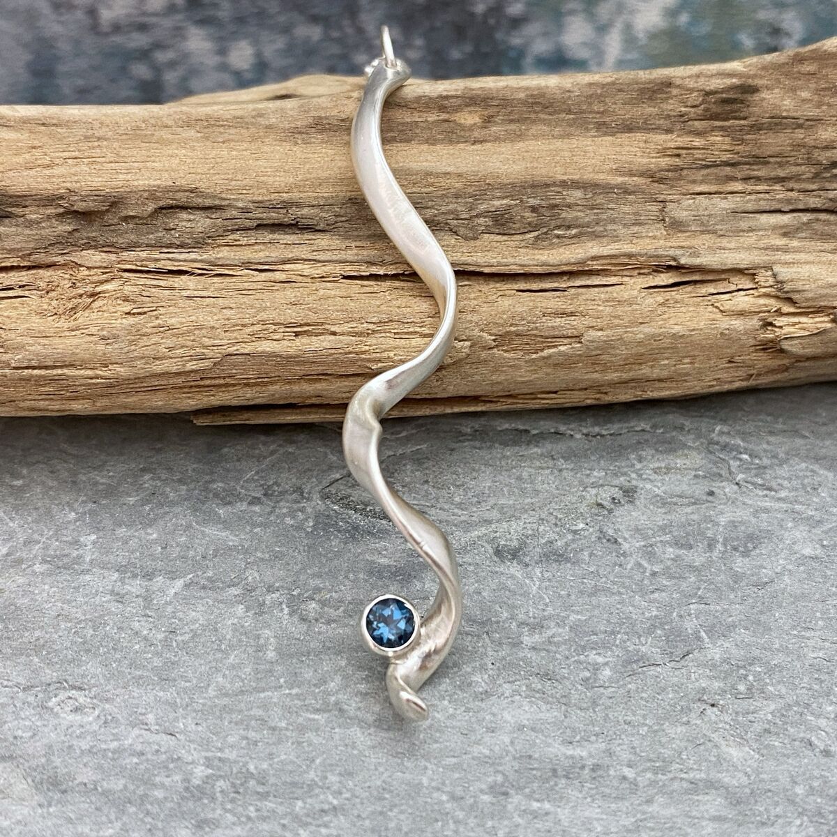 Twisted silver Topaz pendant  2