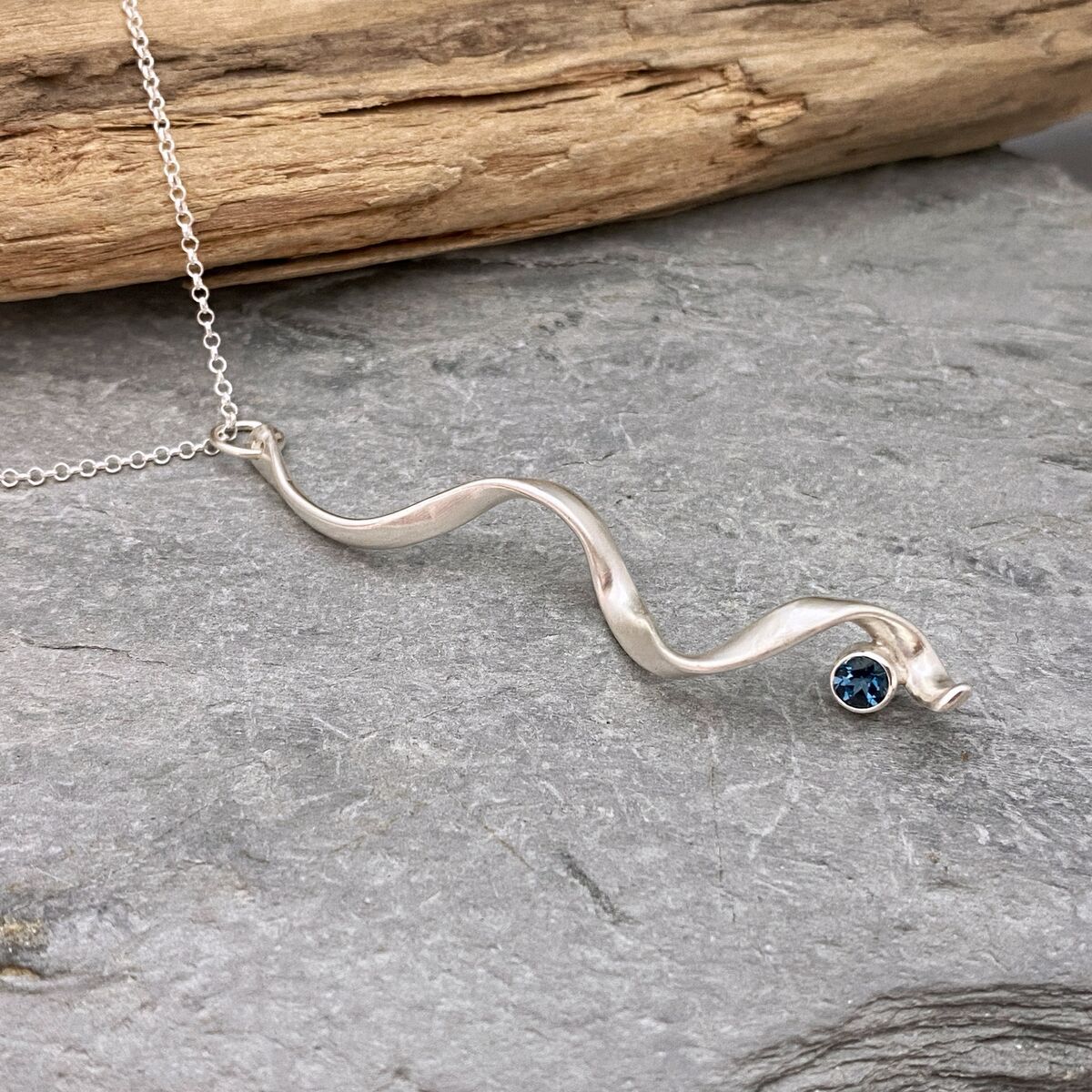 Twisted silver Topaz pendant  5