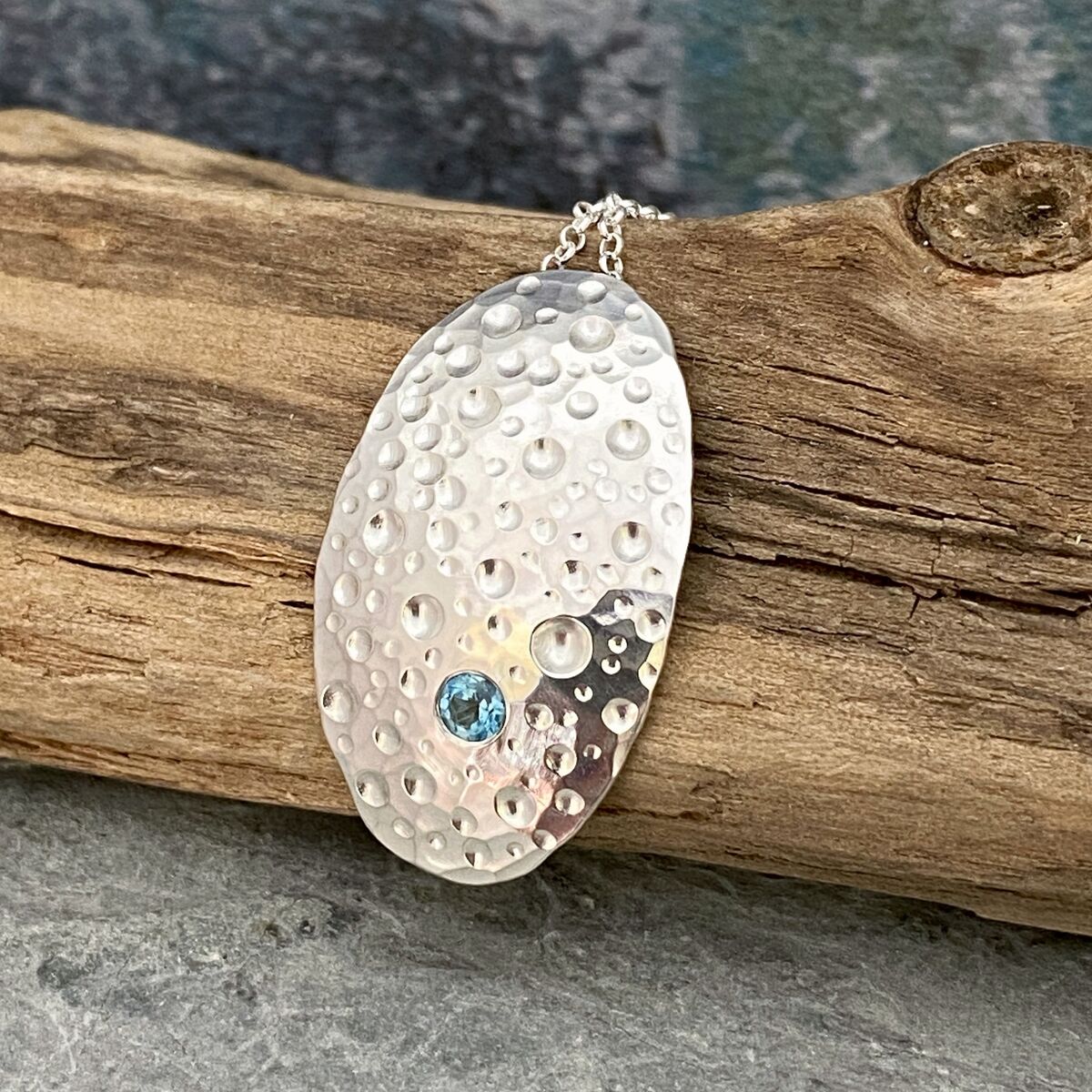 Hammered silver pendant 5