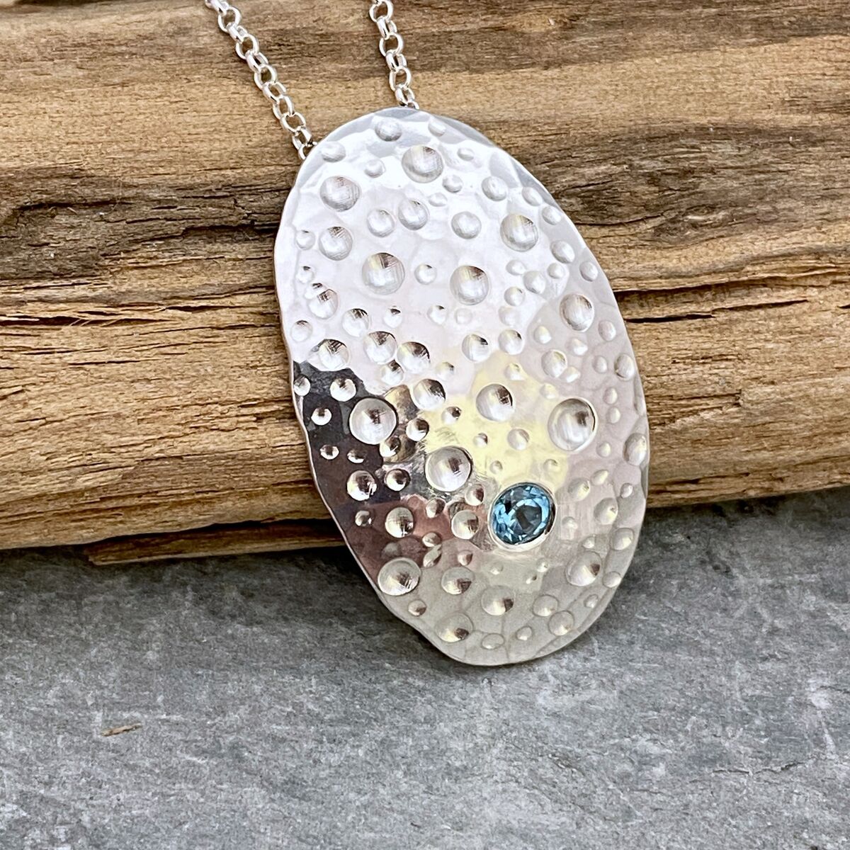 Hammered silver pendant 4