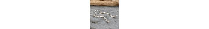 Long dangle brushed silver earrings 5