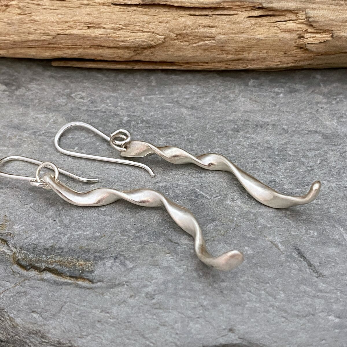Long dangle brushed silver earrings 5 Long dangle brushed silver earrings 5