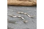 Long dangle brushed silver earrings 5