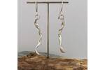 Long dangle brushed silver earrings 4