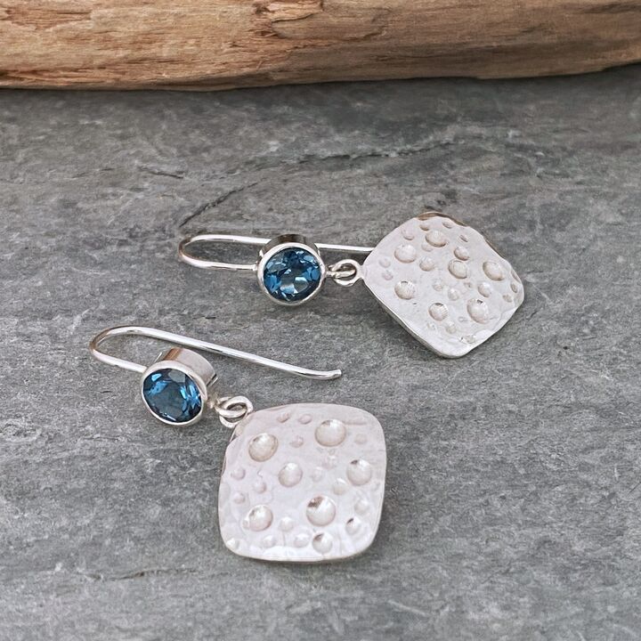 Topaz and squares drop earrings 4