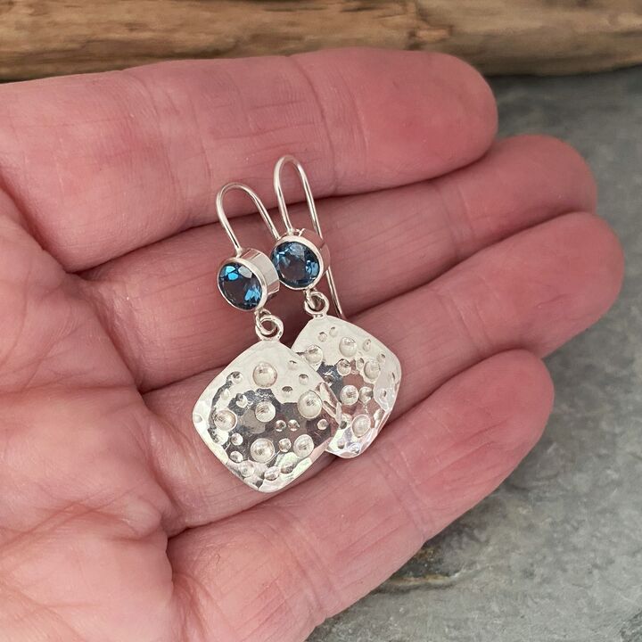 Topaz and squares drop earrings 3