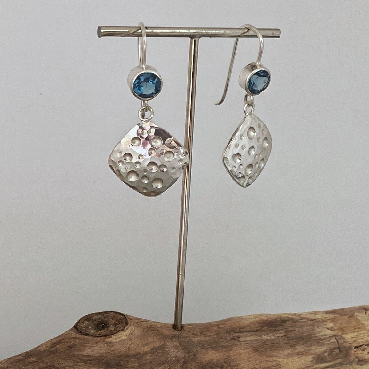 Topaz and squares drop earrings 6