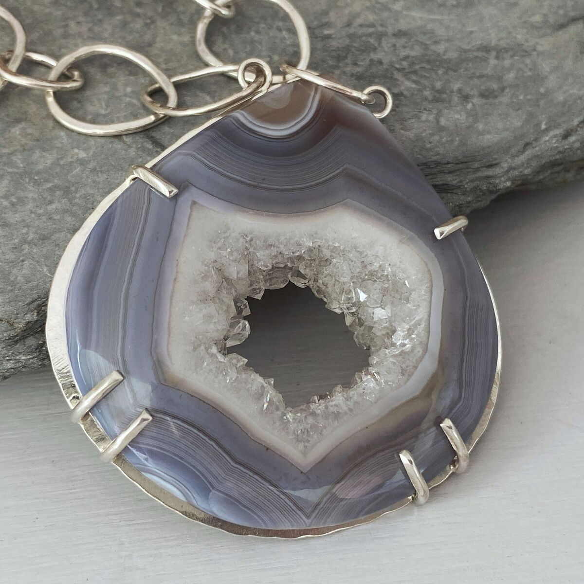 Agate Druzy crystal necklace 3