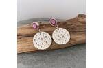 Ruby topped silver disc earrings