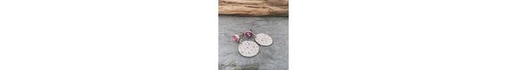 Ruby topped silver disc earrings 2