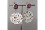 Ruby topped silver disc earrings 3