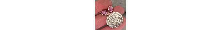 Ruby topped silver disc earrings 5